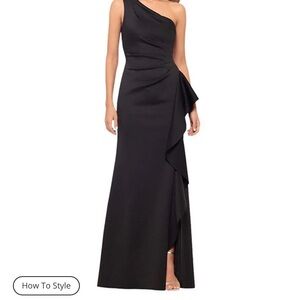 Xscape Elegant Black One-Shoulder Dress